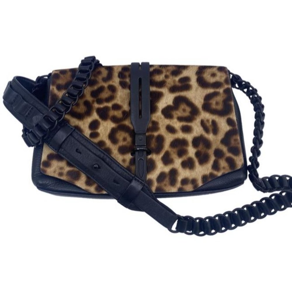 Rag And Bone Mini Enfield Genuine Calf Hair Leapord Leather Cross Body B…